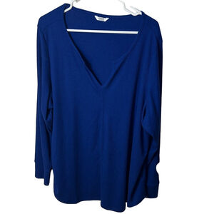 Penningtons Royal Blue Long Sleeve V-Neck Lightweight Sweater size 2X